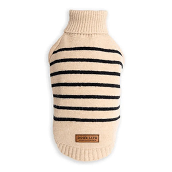 Dogs life polo neck striped khaki XL