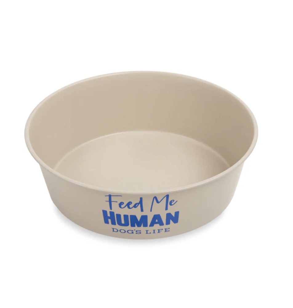 Dogs life stainless steel bowl feed me human beige M