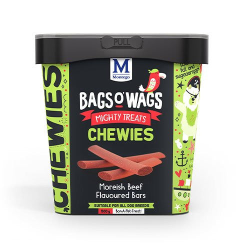 Montego Bags O Wags Moreish Beef Chewies Dog Treats 500g