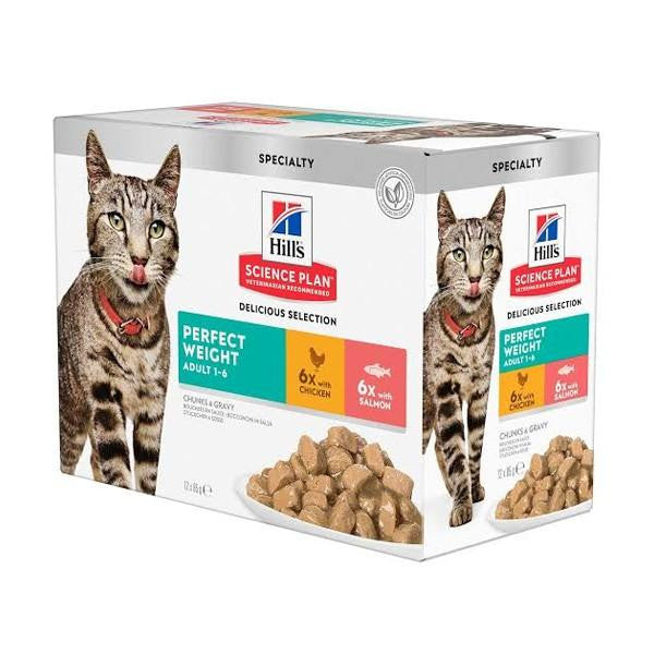 Hills science plan perfect weight wet food with salmon 12x 85g