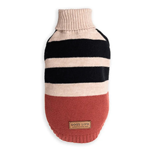 Dogs life polo neck striped brown XXL
